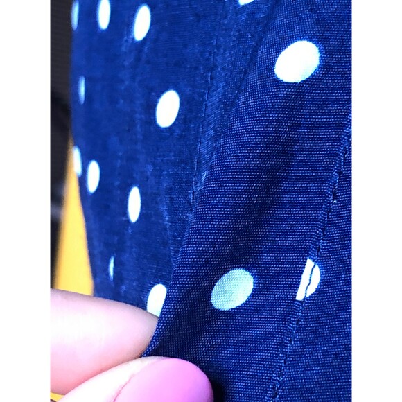 1970s-1980s 40s StylePolka Dot Drop Waist Button Up Back Peplum Dress. S-M AS IS - Picture 7 of 10